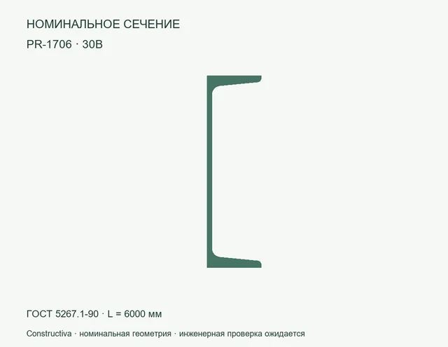 Открытое сечение: 30В
